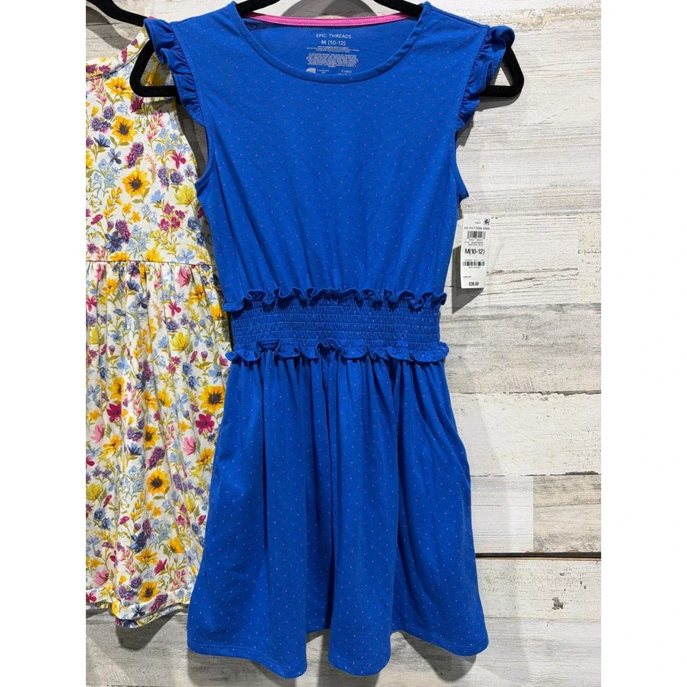 Old Navy Epic Threads Dress Girls 10-12 Floral Polka Dot Cottagecore NWT EUC